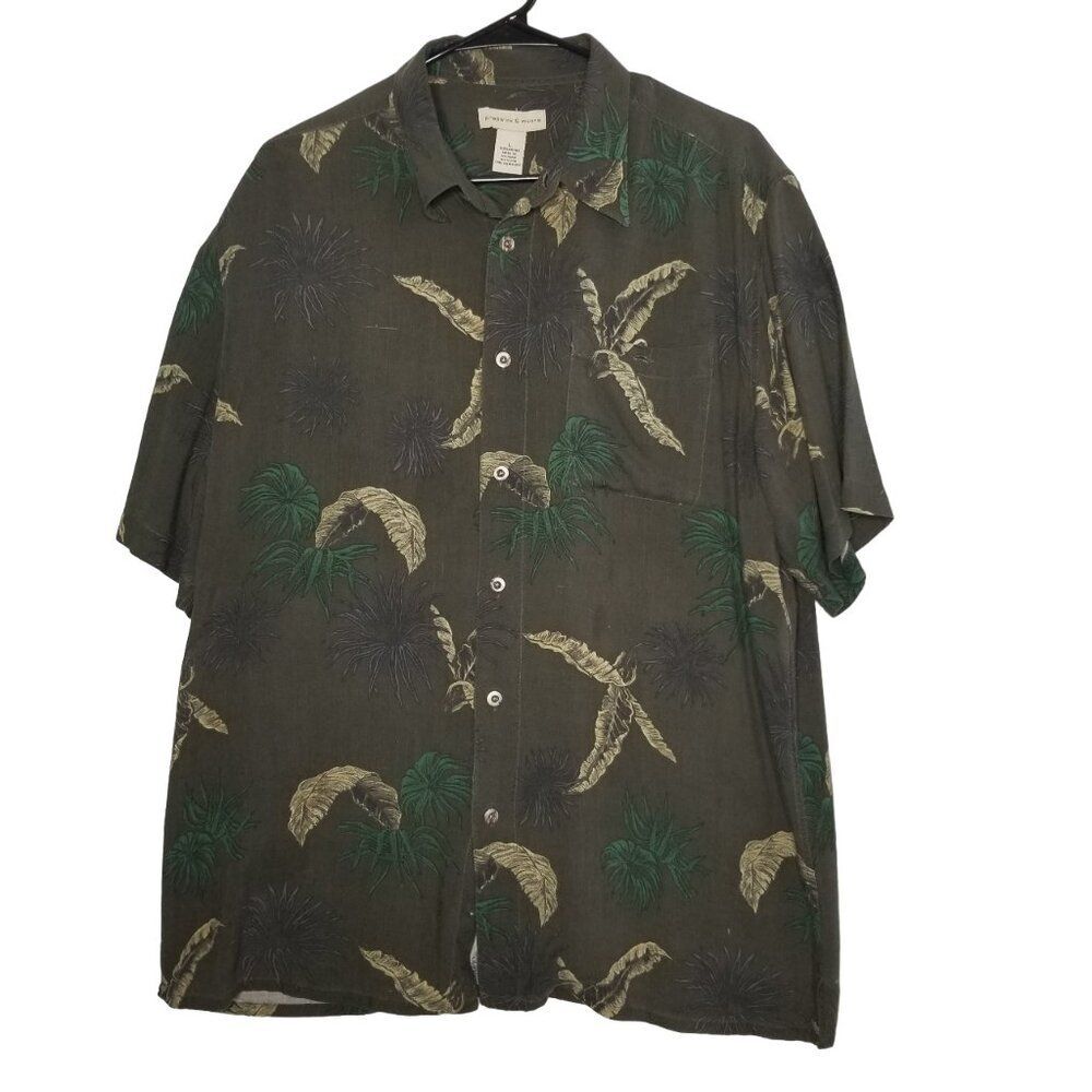 Presswick & Moore Hawaiian Shirt Men's Size Large Green Button Down
